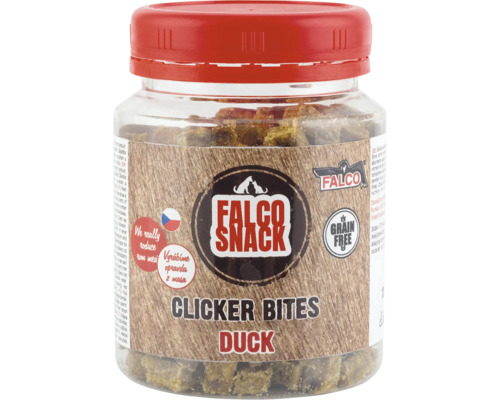Psí pamlsky Falco Snack Clicker Bites kachna v dóze se šroubovacím uzávěrem