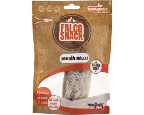 Balení Falco Snack sušená lososí kůže jako bezobilný pamlsek pro psy
