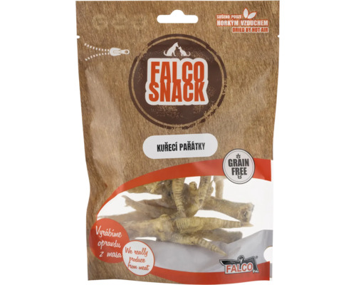 Falco Snack sušené kuřecí pařátky pro psy jako bezobilný doplňkové krmivo