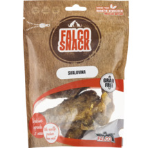 Psí pamlsek Falco Snack ze sušeného svaloviny v uzavíratelném obalu.
