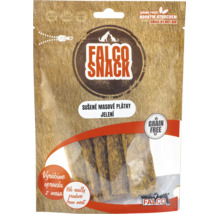 Falco Snack sušené masové plátky z jelena jako pamlsek pro psy v uzavíratelném obalu.