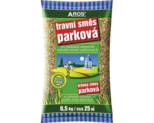 Aros travní směs parková pro středně zatěžované trávníky 0,5 kg pro 25 metrů čtverečních.