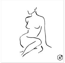 Stylizovaná čárová kresba ženského těla jako minimalistická nástěnná dekorace. (Image AI modified or generated)