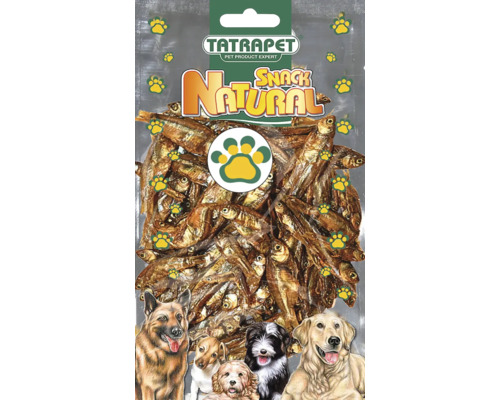 Tatrapet Natural Snack sušené ryby pamlsek pro psy v balení s vyobrazením psů