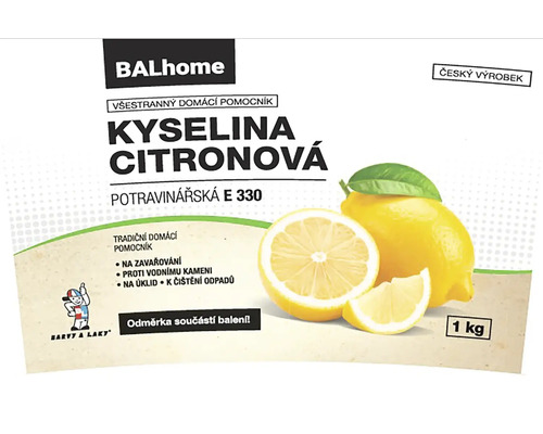 BALhome kyselina citronová potravinářská kvalita E 330 v balení 1 kilogram na zavařování odstraňování vodního kamene a úklid