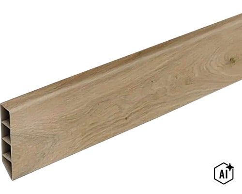Plastová podlahová lišta v dekoru dubu s dutým profilem (Image AI modified or generated)