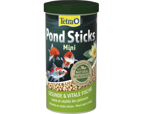 Dóza s krmivem pro ryby v jezírku Tetra Pond Sticks Mini pro zdravou výživu ryb.