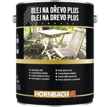 5 litrový kanystr oleje na dřevo Plus Hornbach s ochranným účinkem pro zahradní nábytek