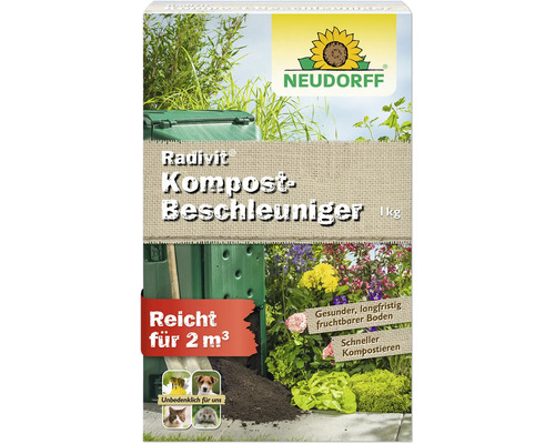 Urychlovač kompostu Neudorff Radivit v balení 1 kilogram pro rychlé kompostování 2 metrů krychlových kompostu.