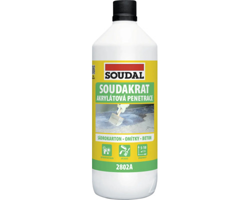 Akrylátová penetrace Soudal Soudakrat pro vnitřní i vnější použití na sádrokarton omítky a beton