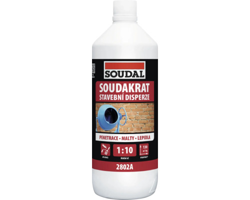 Stavební disperze Soudal Soudakrat v lahvi pro penetraci a úpravu povrchů před omítáním či lepením.
