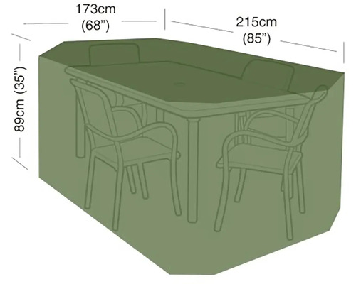 Ochranný obal na zahradní nábytek s rozměry 215 krát 173 krát 89 centimetrů