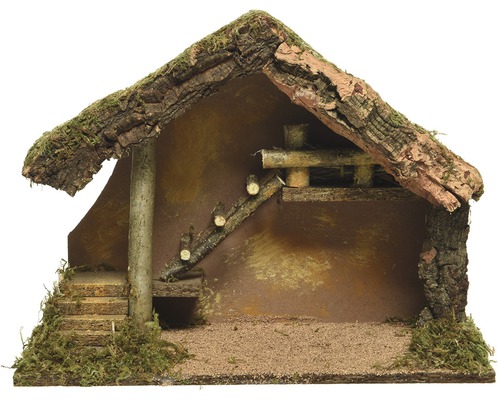 Betlém ze dřeva s schodištěm