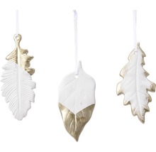 Tři dekorativní listy se závěsem, částečně zdobené