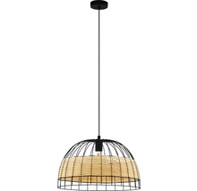 Závěsné svítidlo s kovovou základnou a ratanovým stínidlem