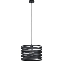 Černá závěsná lampa s otevřeným vodorovným kruhovým designem