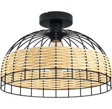 Stropní svítidlo z kovu a ratanu