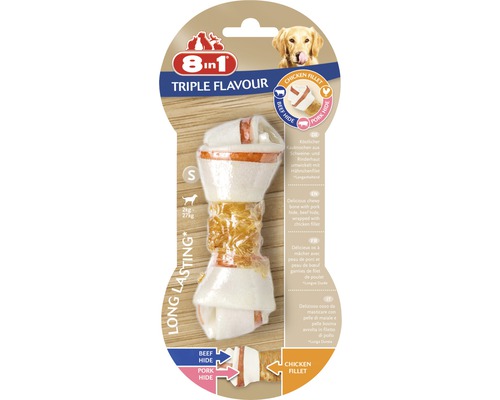 Pamlsek pro psy 8in1 Triple Flavour kost žvýkací S Kost pro psy 8in1 Triple Flavour, velikost S