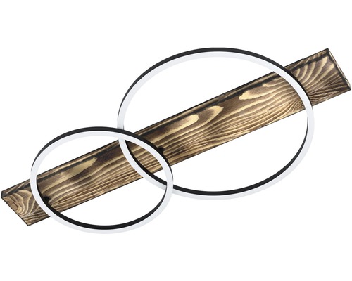 Stropní svítidlo ze dřeva s kulatými LED prvky