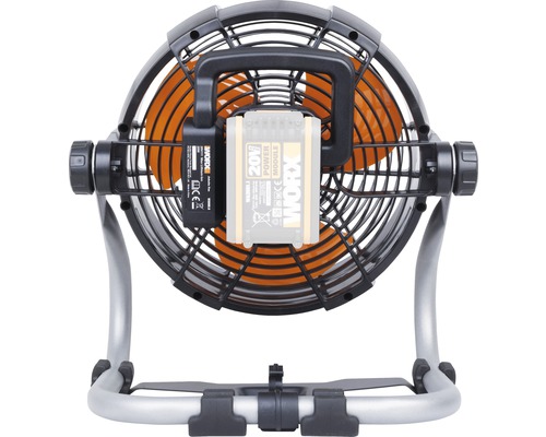 Akumulátorový ventilátor s ochrannou mřížkou a rukojetí