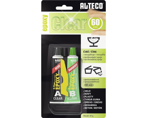 ALTECO Lepidlo dvousložkové Epoxy Clear Extra silné 40 g Alteco epoxidové lepidlo, transparentní, 40 gramové balení