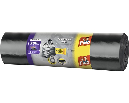 Pytle na odpadky FINO LD 300L, 6 ks, 70 μm Role pytlů na stavební odpad, 300 litrů, šest kusů