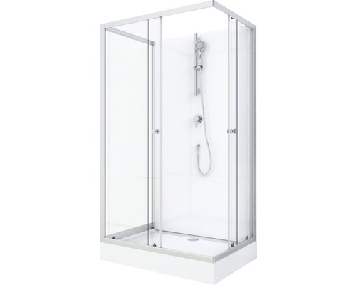 Sprchový kout s posuvnými dveřmi a sprchovou armaturou