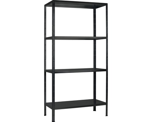 Kovový zásuvný regál Kaiserthal 1700x850x400 mm 4 police nosnost 260 kg, černý Černý kovový regál se čtyřmi policemi pro skladování