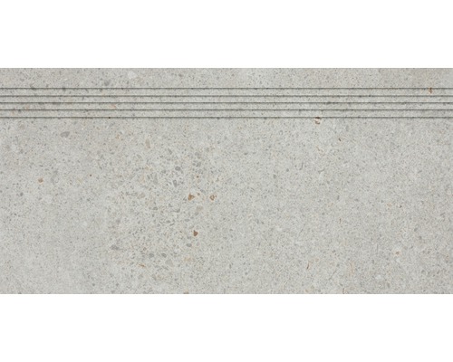Schodovka imitace kamene Grosseto světle šedá 30x60 cm Betonový schodišťový stupeň s drážkami