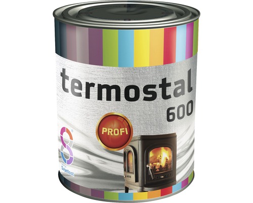 Žáruvzdorná barva silikonová Termostal 600 stříbrná 0,2l Plechovka barvy Termostal 600 s obrázkem kamen