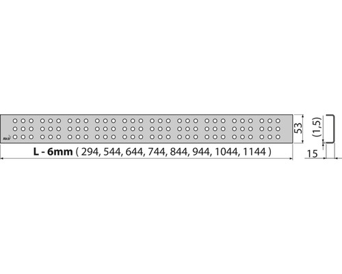 Děrovaný plech Alca o rozměrech 294, 544, 644, 744, 844, 944, 1044 nebo 1144 milimetrů