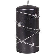 Černá sloupová svíčka se vzorem hvězd