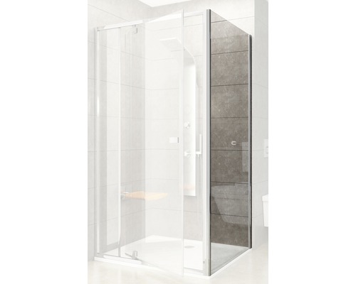 Sprchová zástěna RAVAK Pivot PPS-100 bright alu+Transparent 90GA0C00Z1 Rohová sprcha se skleněnými stěnami a sprchovou armaturou v koupelně