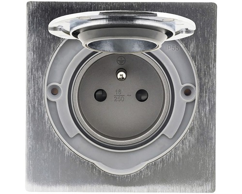 Zásuvka s ochranným kontaktem a výklopným víkem pro venkovní použití