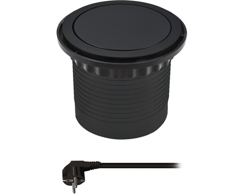 Zapuštěná zásuvka s napájecím kabelem pro instalaci do pracovních desek