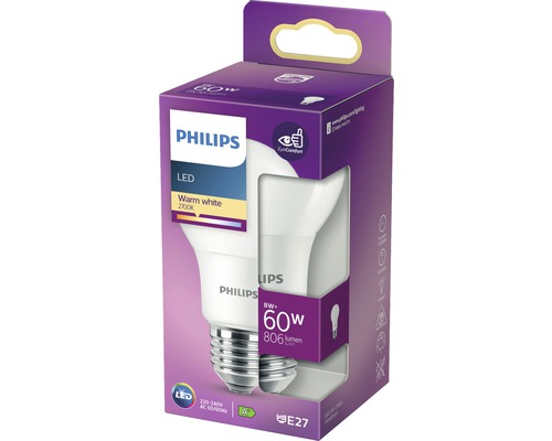 Žárovka Philips LED v balení, teplá bílá 2700K, patice E27