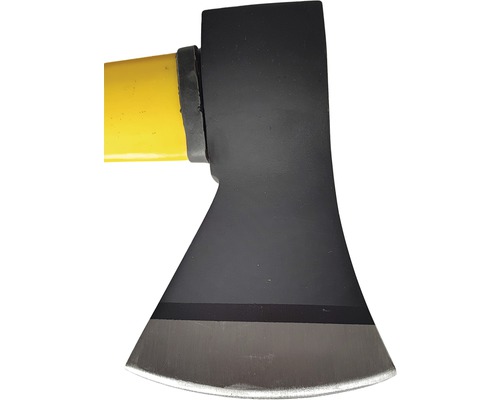 Sekera se žlutou rukojetí a ocelovou hlavou