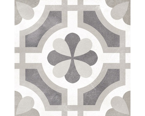 Dekorativní podlahová dlaždice s geometrickým a květinovým vzorem