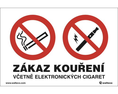 Informač štít Zákaz kouření včetně elektronických cigaret, bezpečnostní tabulka Zákaz kouření včetně elektronických cigaret