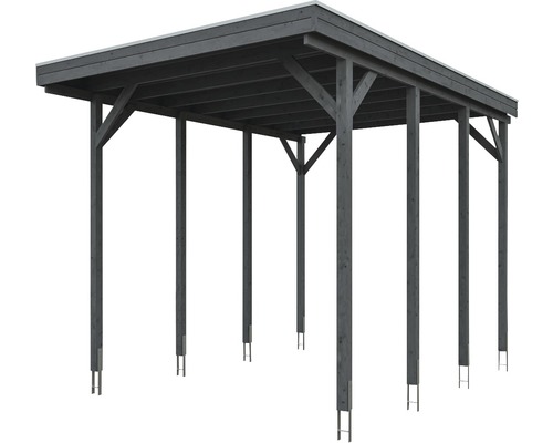 Dřevěný přístřešek pro auto s plochou střechou