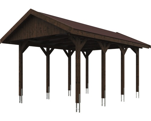 Dřevěný přístřešek pro auto se střechou