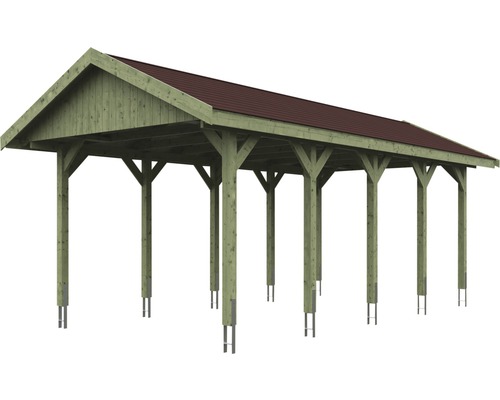 Dřevěný přístřešek pro auto se střechou