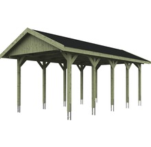 Přístřešek na auto SKAN HOLZ Wallgau 380 x 750 cm impregnovaný vč. šindelů