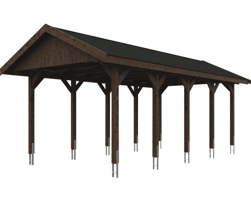 Dřevěný carport se sedlovou střechou