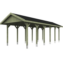 Přístřešek na auto SKAN HOLZ Wallgau 380 x 900 cm impregnovaný vč. šindelů