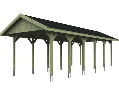 Dřevěný přístřešek pro auto se střechou