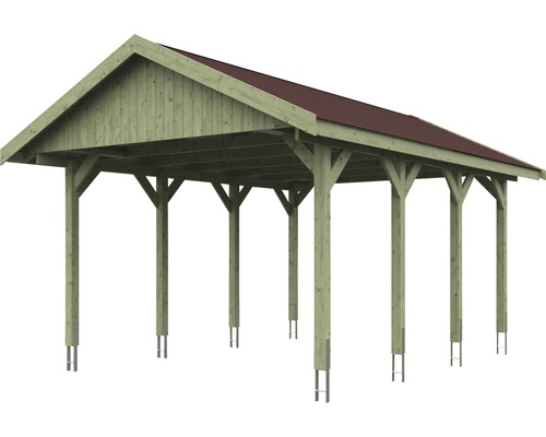 Dřevěný přístřešek pro auto se střechou