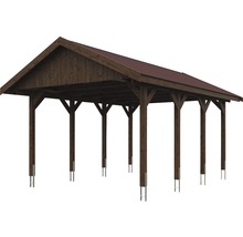 Přístřešek na auto SKAN HOLZ Wallgau 430 x 600 cm ořech vč. šindelů
