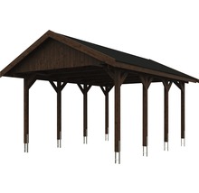 Přístřešek na auto SKAN HOLZ Wallgau 430 x 600 cm ořech vč. šindelů