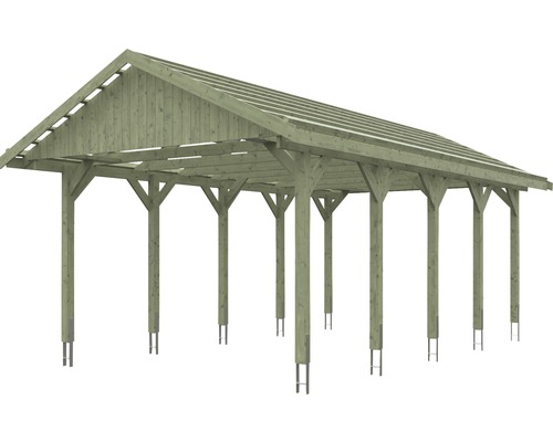Dřevěný carport se sedlovou střechou